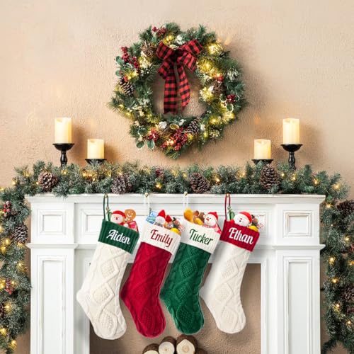 Personalized Cable Knit Christmas Stocking with Custom Name (18 Inch)