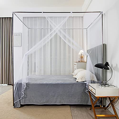 4-Corner Canopy Mosquito Net for Bed - Ultra-Fine Mesh Bug Netting (White)