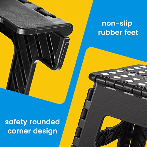 ACSTEP 9 Inch Folding Step Stool, Heavy Duty Collapsible Foot Stool with Handle, Black