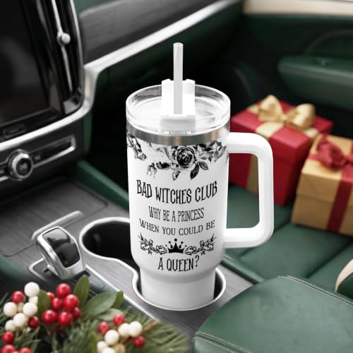 34HD Witch 40 oz Tumbler with Handle – Wichewhite Variation, Halloween Witch Cup