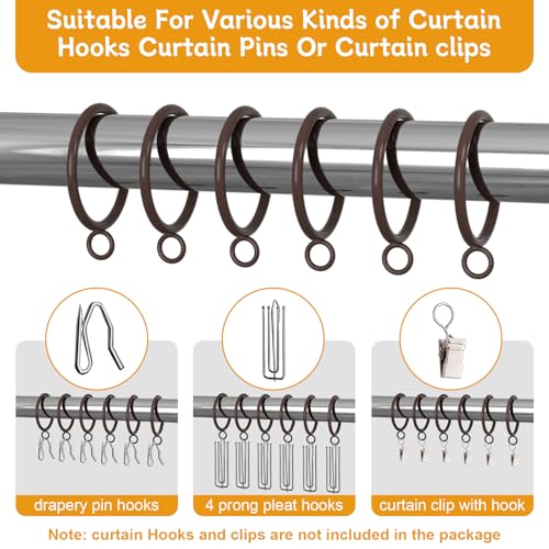 42-Piece Cocoa Tone Metal Curtain Rings - 1.5 Inch Inner Diameter