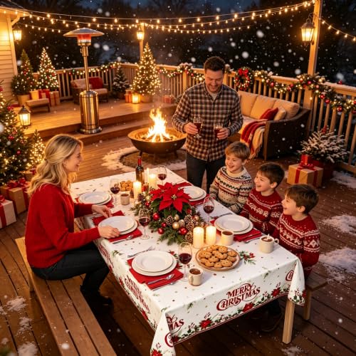 Ediactcyl 4-Pack Christmas Tablecloths, 54x108 Inches Waterproof Disposable