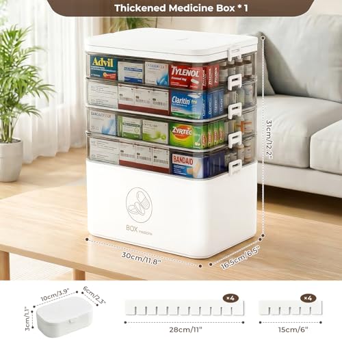 5-Tier Large Medicine Cabinet Organizer, Portable First Aid Storage Box