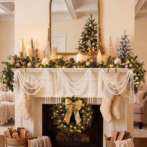 Kenning 4-Pack Christmas Pearl Garland for Tree & Holiday Decor