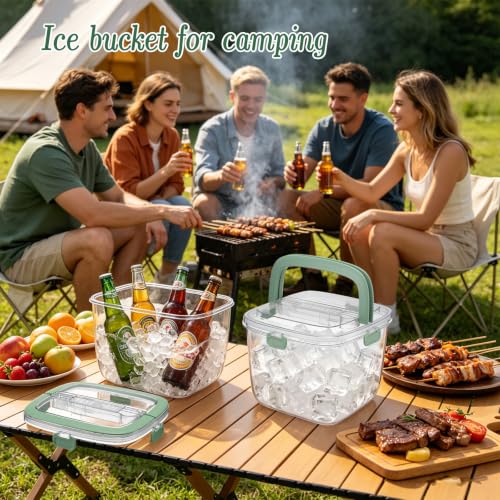 HFYZZ 2-Pack 5L Portable Ice Storage Bins with Lids & Scoops for Outdoor Camping & Parties