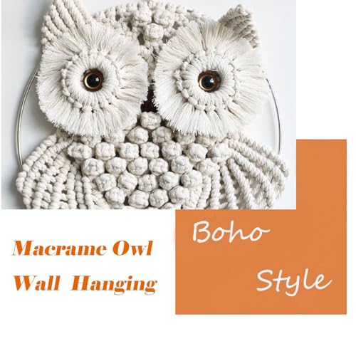 Hand-Woven Owl Macrame Wall Hanging - Boho Cotton Tapestry Wall Decor