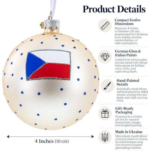 Karluv Most Prague Glass Ball Ornament - 4 Inch Hand-Painted Christmas Decoration