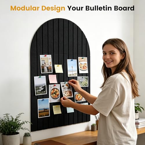 Arched Felt Bulletin Board Set, 35x24 Inch Self-Adhesive Wall Tiles