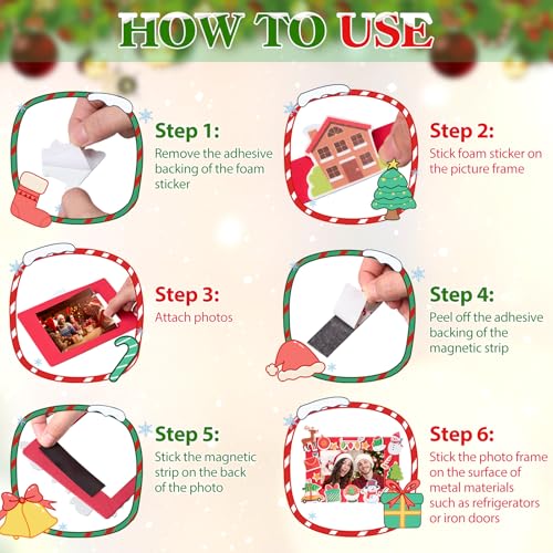 Eersida 744 Pcs Christmas DIY Picture Frame Craft Kit with Foam Photo Frames & Magnetic Strips