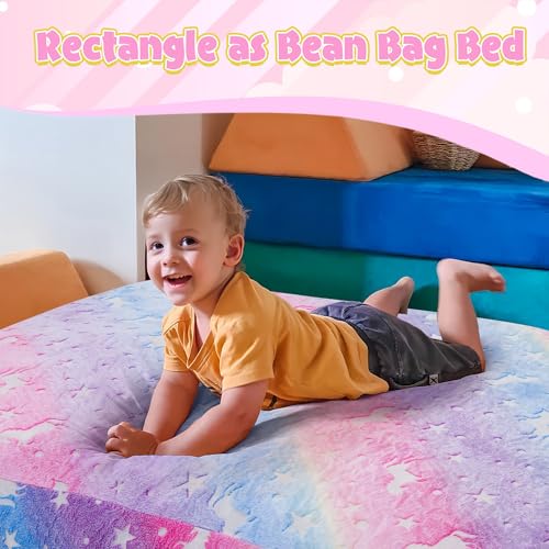 Convertible Kids Bean Bag Chair Bed - Glow-in-the-Dark Unicorn Sofa