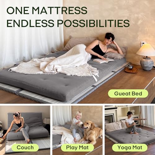 Queen Size Japanese Floor Futon Mattress, 2.5-Inch Thick Foldable Sleeping Pad