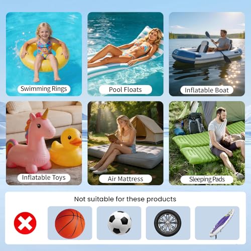 Portable Rechargeable Air Pump for Inflatables - 6000mAh Quick Inflate Deflate