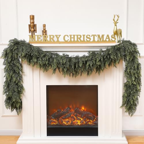 Waydress 9 ft Christmas Cedar Garland Mantel Decor - Realistic Artificial Greenery