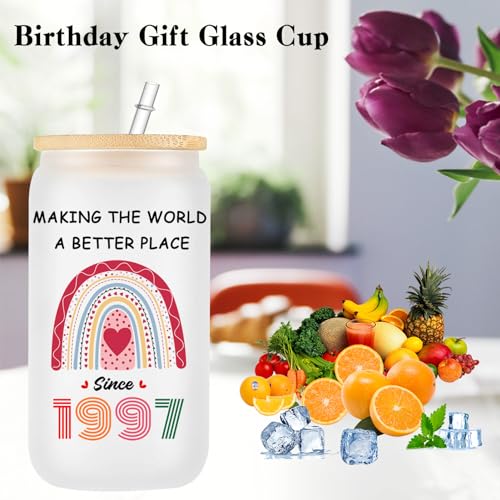 1997-29 Birthday Glass Cup for Women Her Wife Daughter Sister - Frosted Drinking Mug Gift