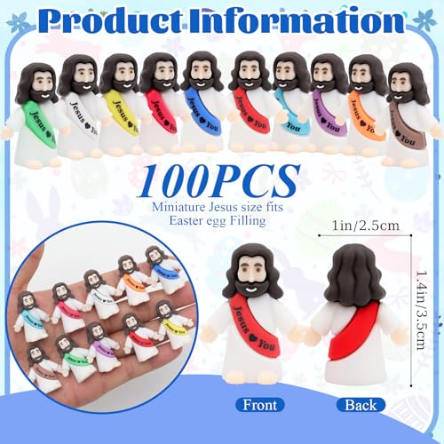 100 Pcs Mini Jesus Loves You Figurines - Bulk Religious Party Favors