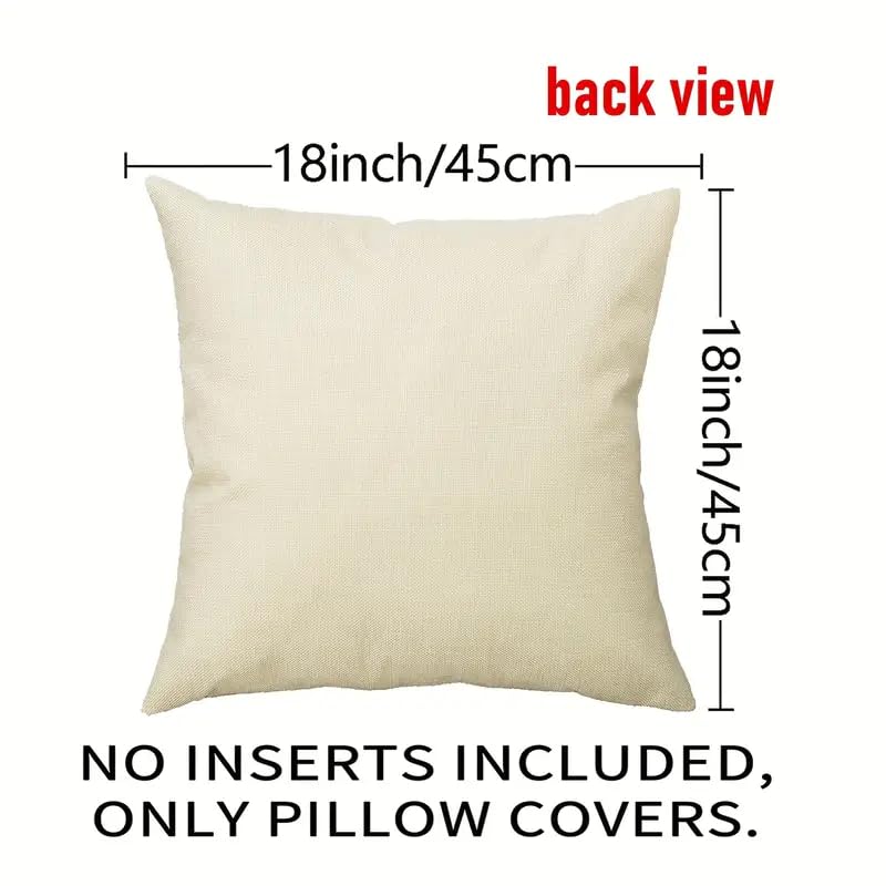 KOBERR Cream 18x18 Inch Holiday Throw Pillow Covers Set of 4 Vintage Christmas Linen
