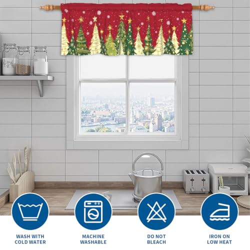 Xmas Tree Valance for Windows 54x18 Inch - Pack of 1, Farmhouse Christmas Decor