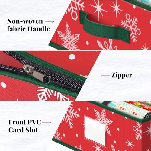 Christmas Gift Wrap Organizer Storage Box with Clear Pockets & Dividers
