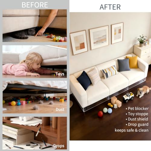 KHASIM 12-Pack Under Couch Blockers 15.8" L x 3.2" H, Total 190" L for Furniture Gap Prevention