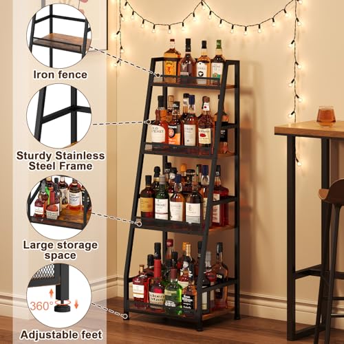 4-Tier Trapezoid Liquor Stand, Freestanding Wine Rack Display Shelf