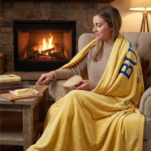 Funny Butter Print Plush Throw Blanket 50x61 Inch Soft Flannel Food Decor