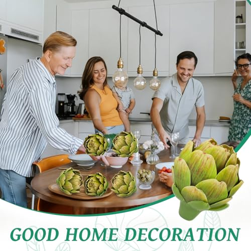 6Pcs Faux Artichokes - Lifelike Artificial Vegetables for Home Decor