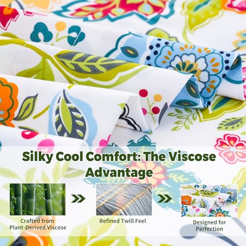 Bedlifes King Floral 4-Piece Sheet Set - Cooling Sheets Blend Rayon