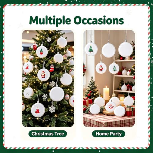 Blank Christmas Ornament Balls 24pc – 2 Sizes, Matte White Plastic DIY Decor