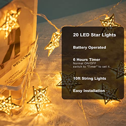 Vigdur Star String Lights 10FT Battery Operated Christmas Fairy Lights - Star Lights