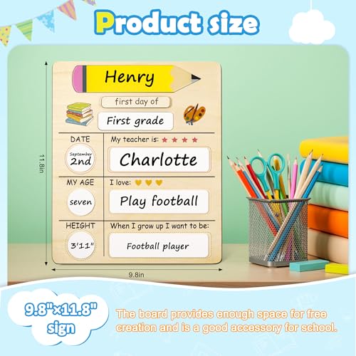 Reusable First and Last Day of School Sign - 9.8 x 11.8 Inch Photo Prop
