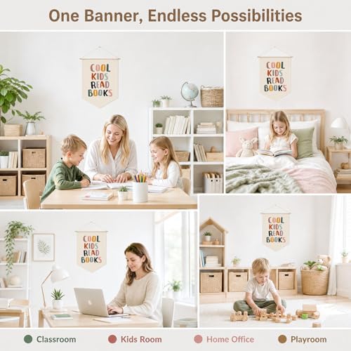 Kids Reading Nook Wall Banner - Classroom & Library Decor Hanging Sign