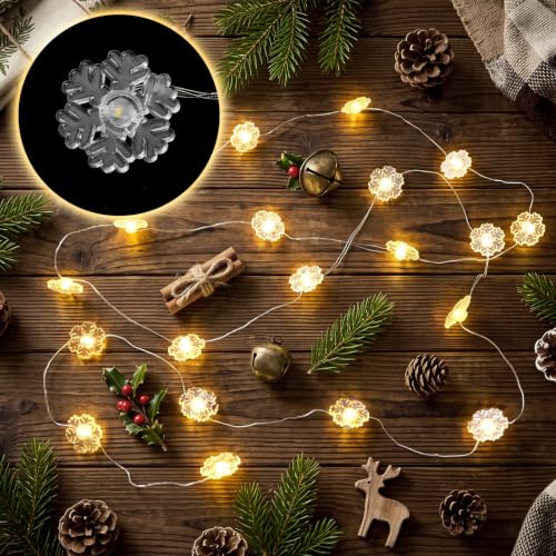 Bencailor 6.56 ft Christmas Snowflake String Lights (6.56 ft / Snowflake) Battery-Operated