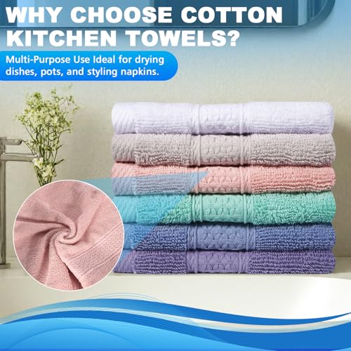 INFICRIME Multicolor 6 Pack Cotton Washcloths 13x13 Inches, Soft & Absorbent