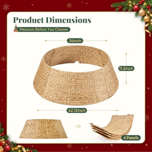 DUMOS 42 Inch Woven Christmas Tree Collar, Water Hyacinth, Natural