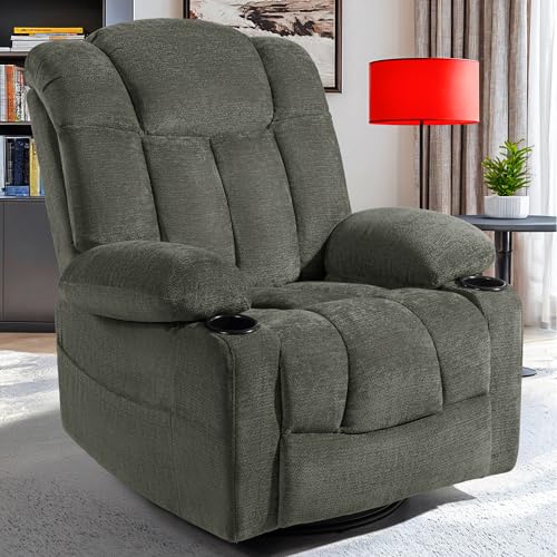Swivel Rocking Recliner Chair with Massage, Heat, and Memory Foam