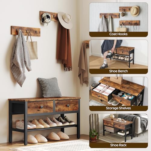 4-in-1 Hall Tree with Storage Bench, Coat Rack, and Shoe Storage Organizer