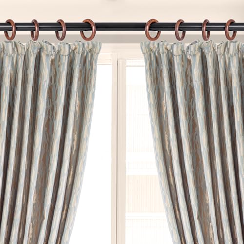 Handcrafted Rose Wood Curtain Rings with Metal Hooks - 1.75 Inch, 48 Pack