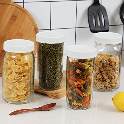 Wide Mouth Mason Jar Lids (10 Pack) - White Plastic Leak-Proof Storage Caps