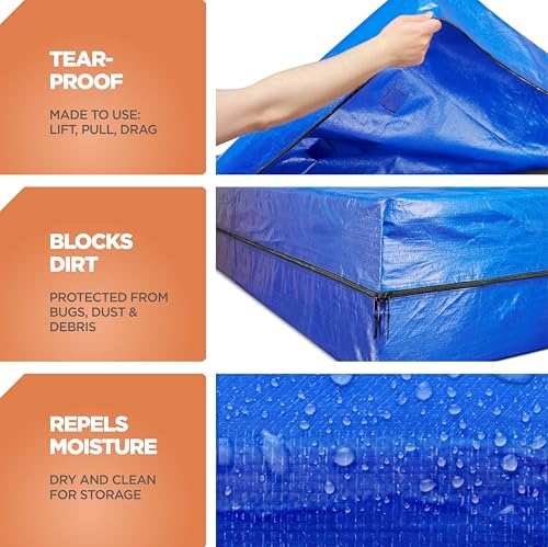 Queen Mattress Moving Bag with 8 Handles - Tear-Proof Storage Cover