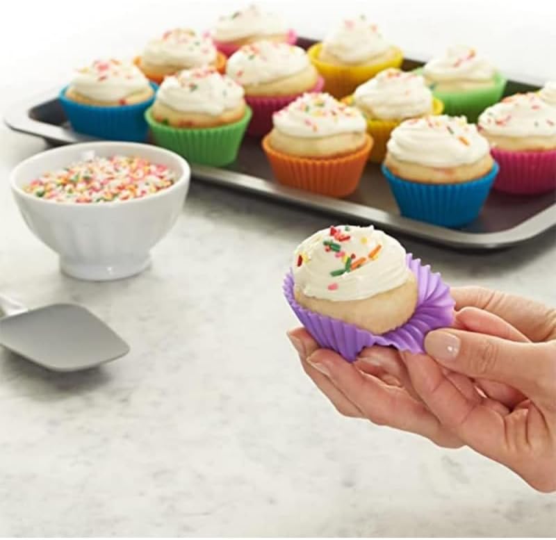 Skiennix Silicone Baking Cups - Reusable Non-Stick Cupcake Liners | 12 Piece Set