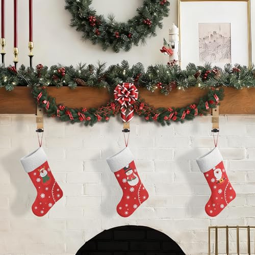 Adjustable 2-in-1 Christmas Stocking & Garland Holders for Mantel, 4-Pack (Gold)