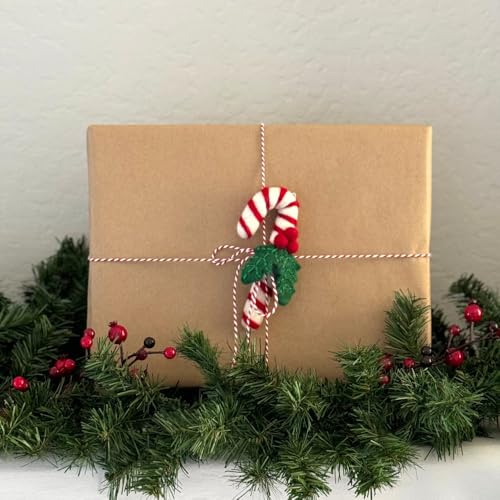 Humble Hilo Candy Cane with Holly 3-Pack Handmade Felt Christmas Ornaments