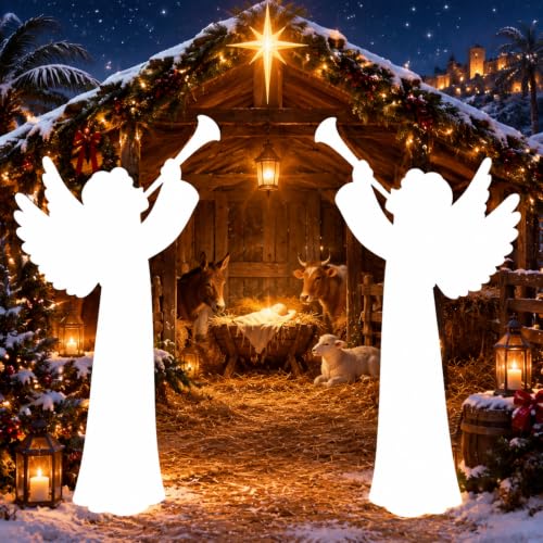 Capoda 2-Pack Life Size Christmas Angel Cardboard Cutouts - 5.3 Ft Nativity Decor