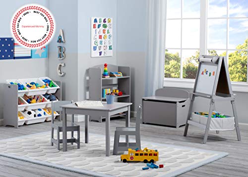 Deluxe Wooden Toy Box Storage Chest with Safety Hinge Lid - Grey