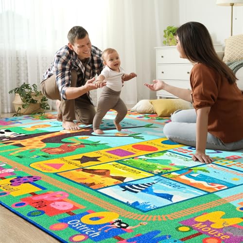 Educational Kids Alphabet Area Rug - 3x5 Non-Slip Playroom Learning Carpet