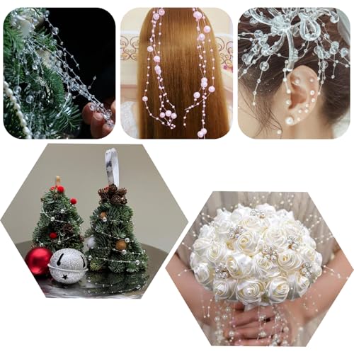 100ft Silver Faux Pearl Bead Garland String for Wedding Crafts & Decor