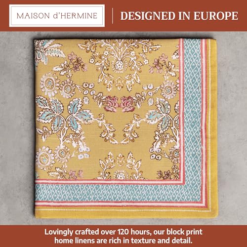 Reusable 100% Cotton Cloth Napkins Set of 4, 20x20 Inch Floral Table Linens