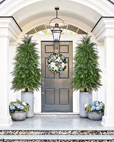 4ft Artificial Cedar Topiary Trees - UV Rated Potted Shrubs (2 Pack)