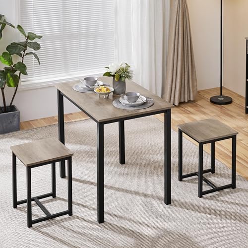 3-Piece Small Dining Table Set for 2, Space-Saving Kitchen Table with Stools