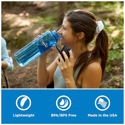 Nalgene 48 oz Wide Mouth Silo Water Bottle - Blue Leak-Proof Reusable Plastic Bottle for Hiking and Gym